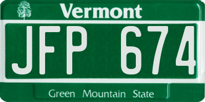 VT license plate JFP674