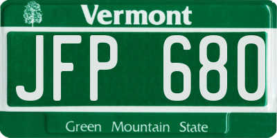 VT license plate JFP680