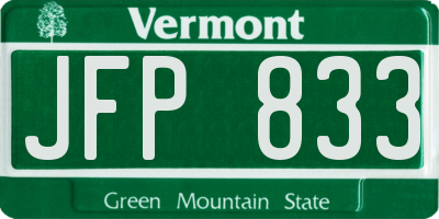 VT license plate JFP833