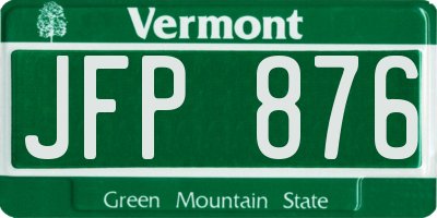 VT license plate JFP876
