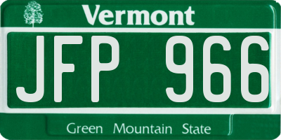 VT license plate JFP966