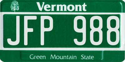 VT license plate JFP988