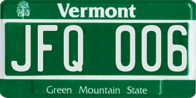 VT license plate JFQ006