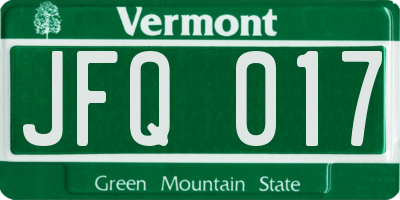 VT license plate JFQ017