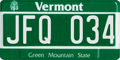 VT license plate JFQ034