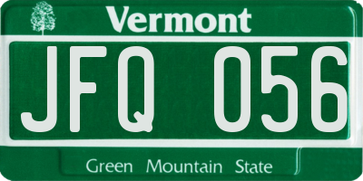 VT license plate JFQ056