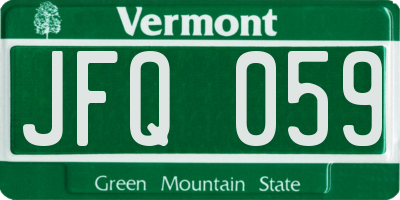 VT license plate JFQ059