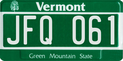 VT license plate JFQ061