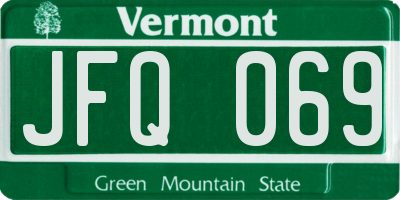 VT license plate JFQ069