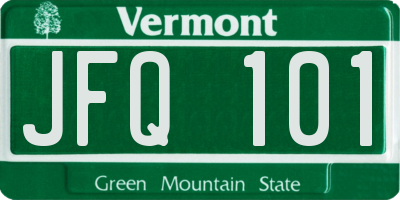 VT license plate JFQ101