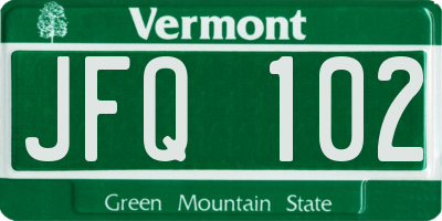 VT license plate JFQ102
