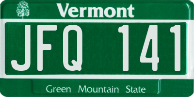 VT license plate JFQ141