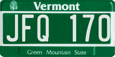 VT license plate JFQ170