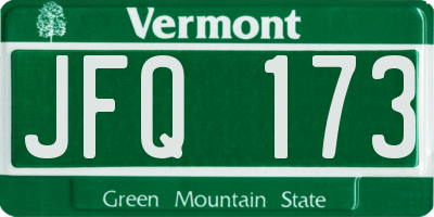 VT license plate JFQ173