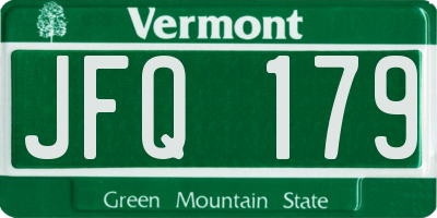 VT license plate JFQ179