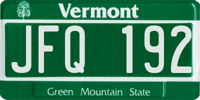 VT license plate JFQ192
