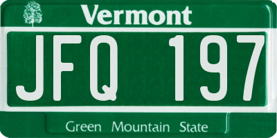 VT license plate JFQ197