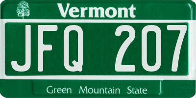 VT license plate JFQ207