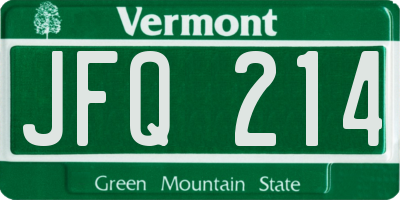 VT license plate JFQ214
