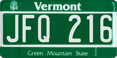 VT license plate JFQ216
