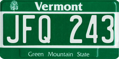 VT license plate JFQ243