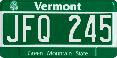VT license plate JFQ245