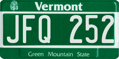 VT license plate JFQ252