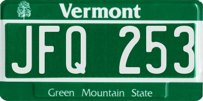 VT license plate JFQ253