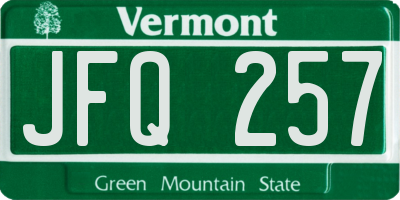 VT license plate JFQ257