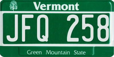 VT license plate JFQ258