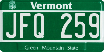 VT license plate JFQ259