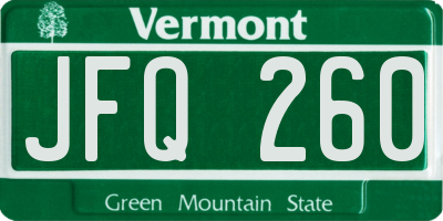 VT license plate JFQ260