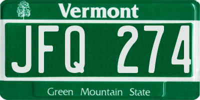 VT license plate JFQ274