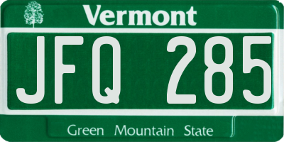 VT license plate JFQ285
