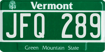 VT license plate JFQ289