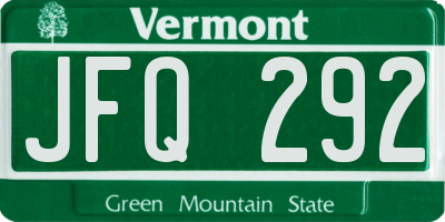 VT license plate JFQ292