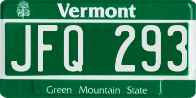 VT license plate JFQ293