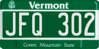 VT license plate JFQ302