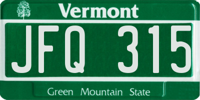 VT license plate JFQ315