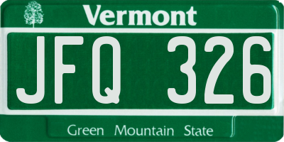 VT license plate JFQ326