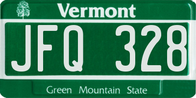 VT license plate JFQ328