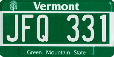 VT license plate JFQ331