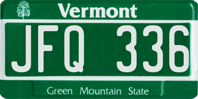 VT license plate JFQ336