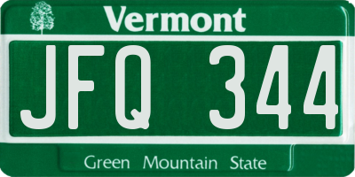 VT license plate JFQ344