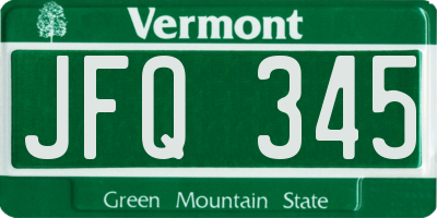 VT license plate JFQ345