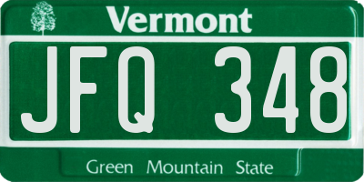 VT license plate JFQ348