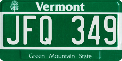 VT license plate JFQ349