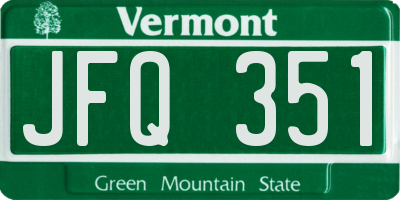 VT license plate JFQ351