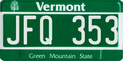 VT license plate JFQ353