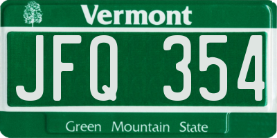 VT license plate JFQ354